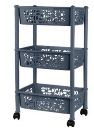 Этажерка Keeplex Light на колесиках трехсекционная прямоуг.37х29х69см косм.серый